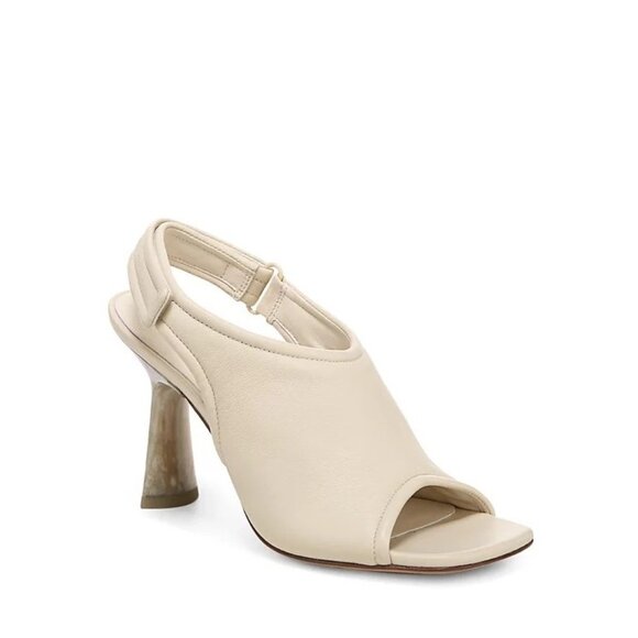 Vince Shoes - VINCE Quest Padded Square Toe Slingback Sandal Shoe Leather Ivory Off-White 6